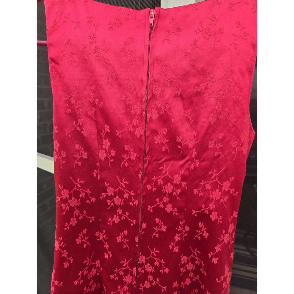 Y2K BeSmart Red Floral Jacquard Sheath Mini Dress USA Made Women's 5/6 - Picture 11 of 11